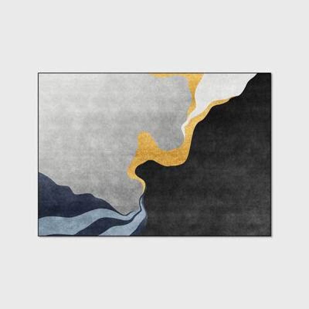 Dywany do salonu dywaniki abstrakcyjne górskie woda niebieskie złoto antypoślizgowe bardzo duże średnie wystrój domu dywaniki podłogowe 160 x 230 cm