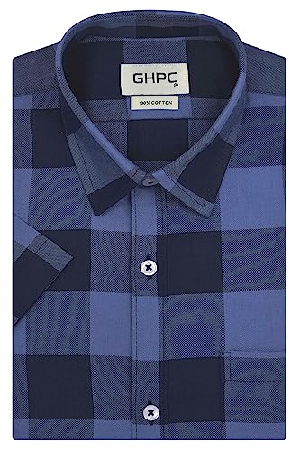 Image of GHPC 100% Cotton Big /Buffalo Checks Half Sleeves Regular Fit Formal Shirt for Men
