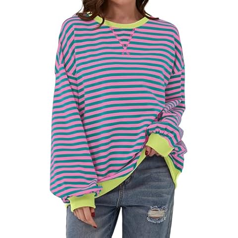 Timuspo Women's Oversized Striped Sweatshirt Cover