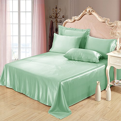 OLESILK 100% Seda Pura, sábana encimera súper Suave de 100% Seda de Morera de 19 Momme antiácaros, antialérgico, antimoho y Ideal para la Piel(300x300 Verde Claro) Cover
