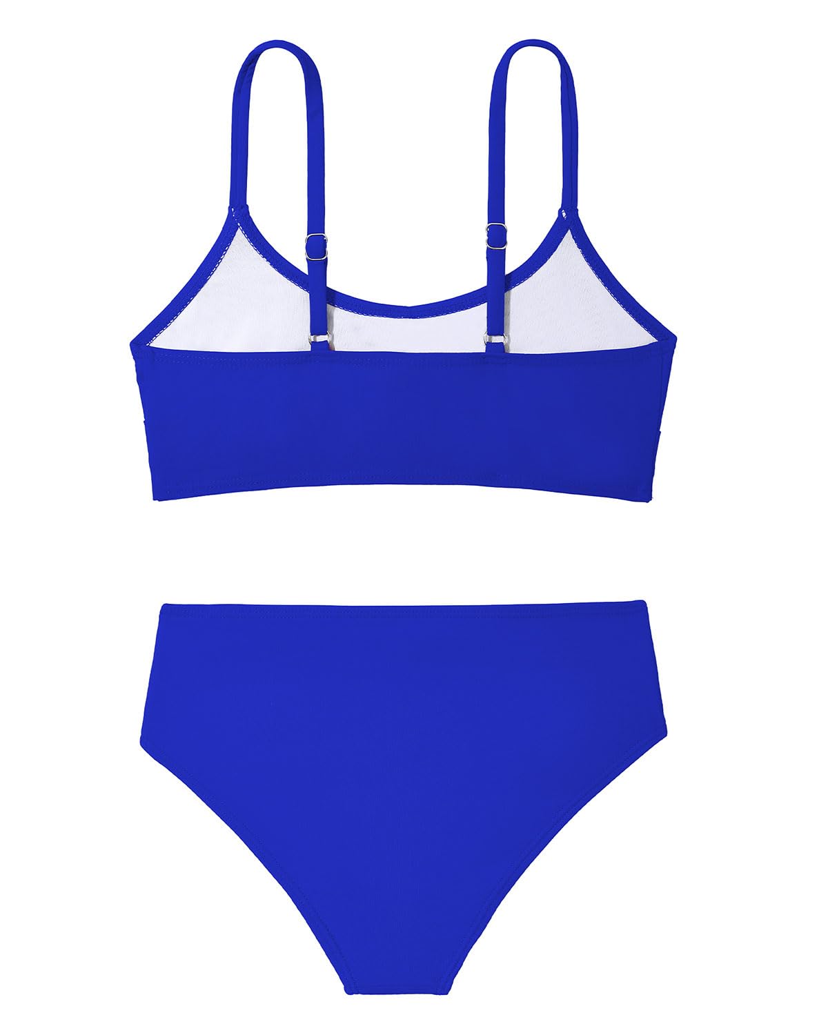 Century Star Girls Swimsuits for Teens Bikini 2025 Solid Teen Bathing Suits Adjustable Straps Swimwear Padded Royal Blue 12-13 Years