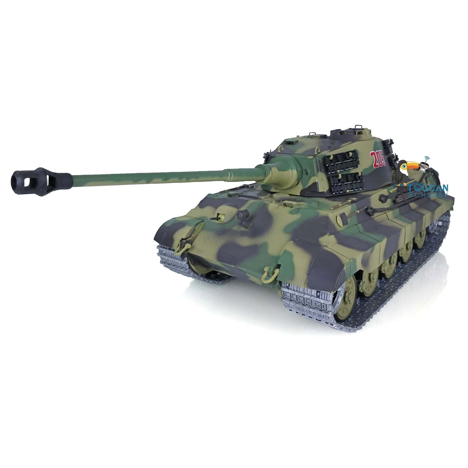 Henglong 2.4G 1/16 7.0 Tedesco King Tiger RC Tank 3888A Metal Track Barrel Recoil Adult Hobby