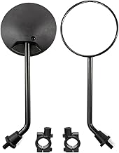 Kucehiup Motorcycle Side Mirror 4 inches Round Rearview with 10mm Handlebar Mirror Mount Holder Clamp Adaptor(Black 2)