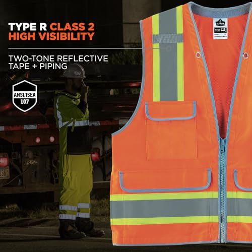 Ergodyne 21455 Glowear 8254Hdz Class 2 Heavy-Duty Surveyors Safety Vest ,Orange thumb #1