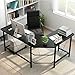 Coleshome L Shaped Desk Corner Computer Desk Sturdy Computer Table Writing Desk Gaming Desk Workstation, Black