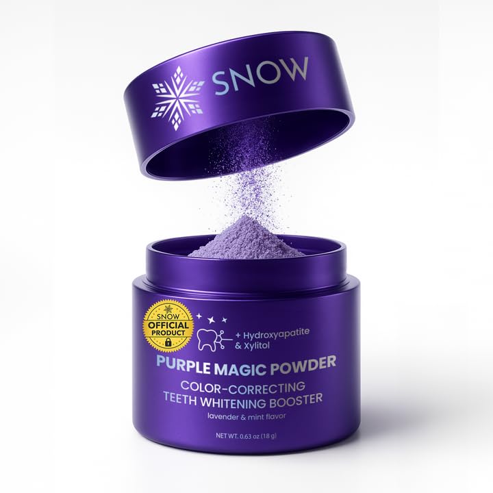 SNOWPurple Magic Powder - Purple Teeth Whitening Powder, Color Correcting with Hydroxyapatite, Stain Removal, Color Corrector, and Toothpaste Booster - 18g