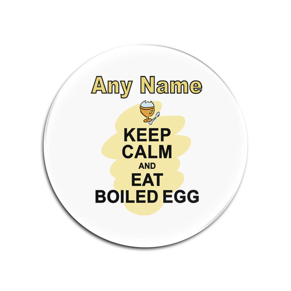 Personalised Gift - Keep Calm Eat Boiled Egg Round Glass Coaster (Food Design Colour) Any Name Message Unique Mat Pad - Carry Poster Party Diet Snack Cake Chocolate Fish Fruit Pizza Chips