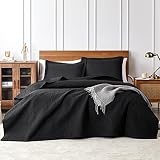 EHEYCIGA Queen Quilt Set Black Bedspread Coverlet 3 Piece Summer Lightweight Reversible Damask Quilt