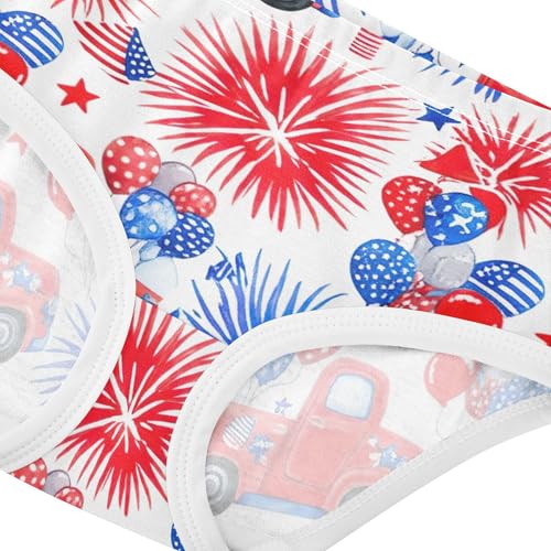 Vintage Red Truck 4th of July Girl Panties Cute Toddlers Underwear Floral Cotton Aesthetic Briefs Undies Kids 2t4