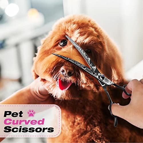 Jason Professional 5 In 1 Pet Grooming Shears Set, Stainless Steel Dog Grooming Scissors Kit, Straight & Thinning & Chunkers & Curved & Comb For Dog, Cat, Pet #TOP4
