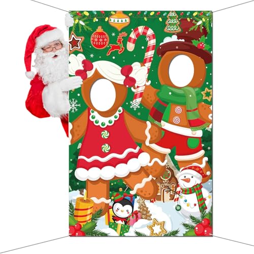Eterspr Acessórios de Natal para cabine de fotos, faixa de rosto natalício, Natal rosto foto banner, adequado para decoração natalícia, acessórios para festas natalícias
