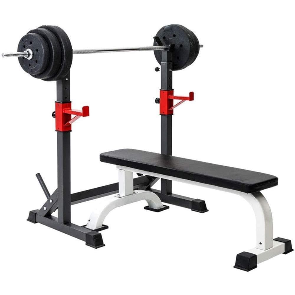 Rack per Squat con bilanciere Regolabile, carico Massimo 300 kg, Power Rack Resistente per Sollevamento Pesi e Palestra Domestica, Design con Gancio a J, copripiedi di stabilità.