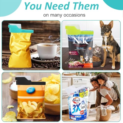 Image of HASTHIP 4Pcs Bag Clips for Food Storage with Sealing Lid, 2 in 1