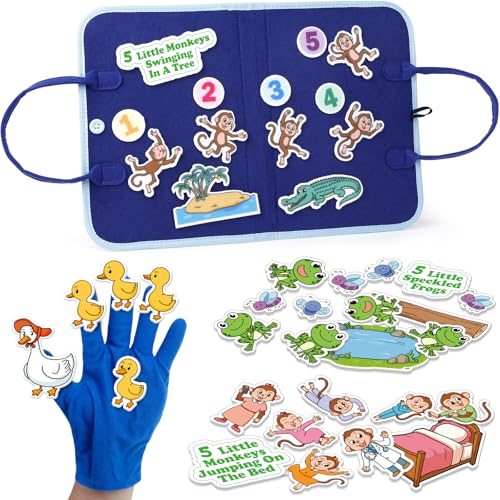 Aizweb Felt Board for Toddlers,Flannel Board Stories for Preschool Learning Activities,Kindergarten Classroom Must Haves,Five Little Monkeys,Five Little Ducks,Daycare Essentials
