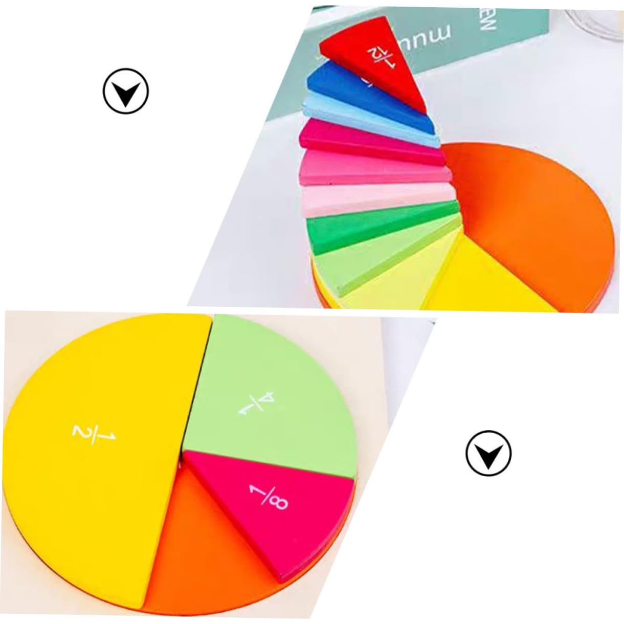 Tablero y Cognición del Color de Fracciones de Madera de Aprendizaje Juego Educativo Divertido Forma de Pastel para Niños Adecuado para Educación Temprana
