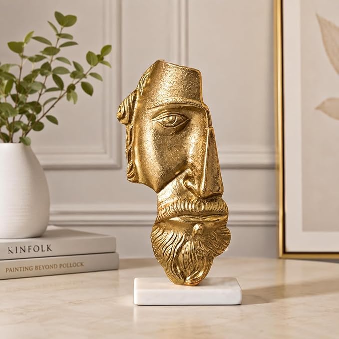 Sculpture abstraite visage humain : cadeau idéal de pendaison de crémaillère
