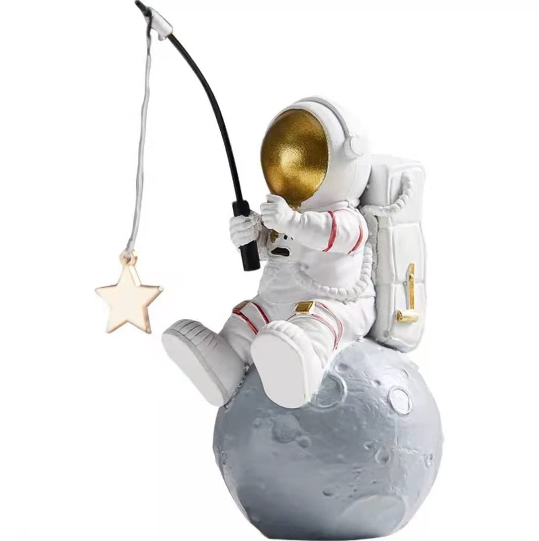 Sponsored Ad – MAKINGTEC Golden Astronaut Figurine, Fishing Star Figure Resin Spaceman Planet Desk Ornament, Sculpture Fine Collection for Home/Desktop/Car
