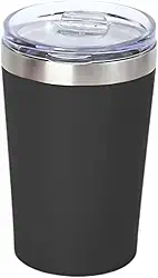 Copo Térmico de Aço Inoxidável 350ml com Tampa Giratória Antiderrapante - Design Duplo Isolante e Impermeável (Preto)