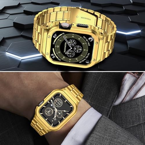 Image of MioHHR Stainless Steel Band with Case for Apple Watch Bands 41mm /40mm /38mm