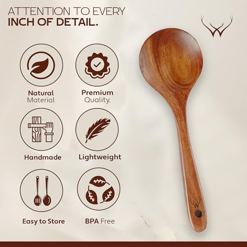Image of 12 Pcs Wooden Cooking Utensils Set - Luxury Wooden Kitchen Utensils with Holder, Versatile Wooden Spoons for Cooking & Durable Teak Wood Utensil Set for Modern Home - Cooking spoons with Spatula