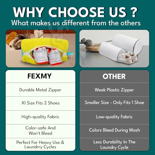Image of 2000 Fluffy Fiber 1 Inch Each Shoe Washing Machine Bag | Polyester Laundry Bag with Invisible Side Zipper | 360 Cleaning Shoe Organizer for Sneakers, Trainers, Delicates & Washer Dryer Use
