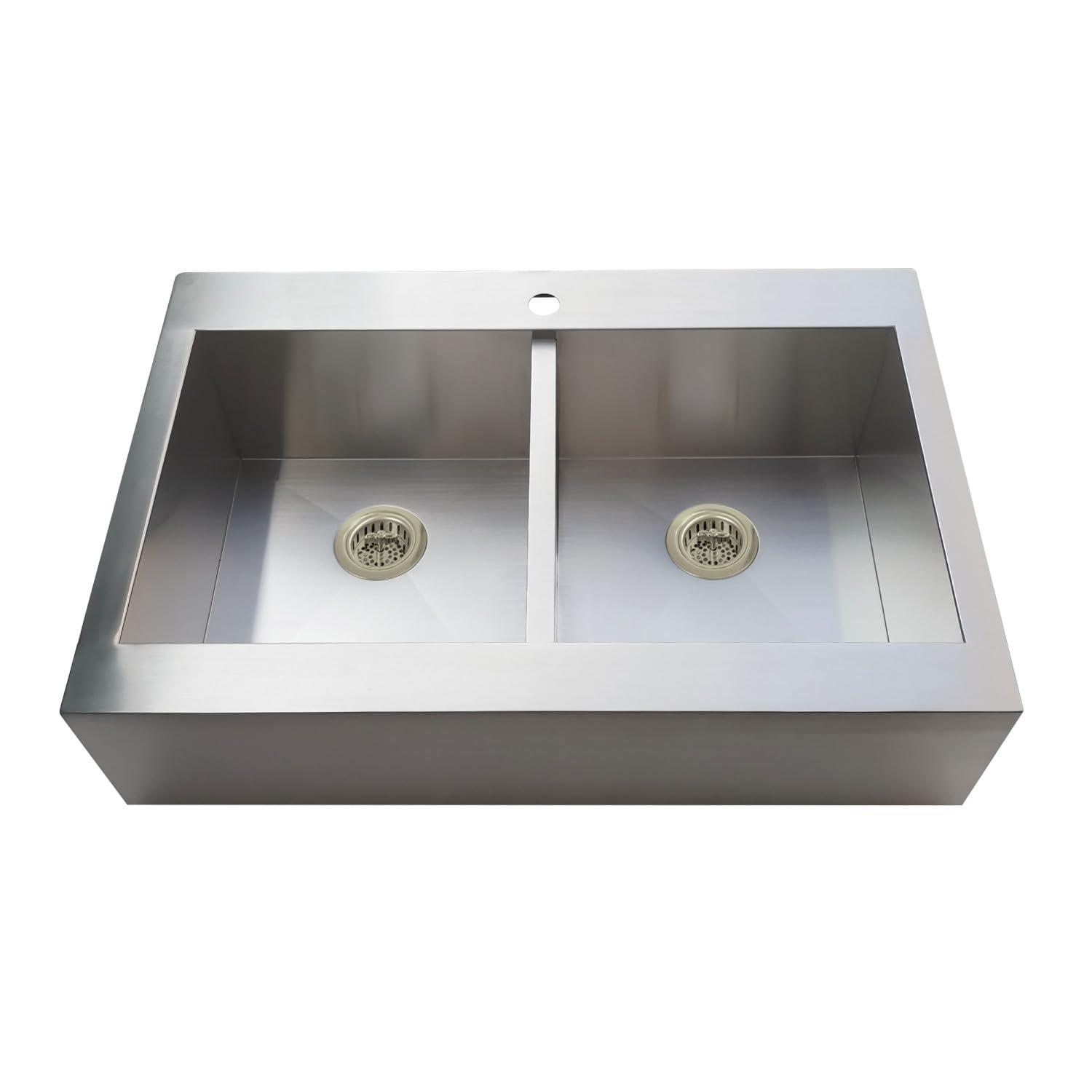 Fregadero de cocina Kingston Brass de acero inoxidable cepillado con drenaje integrado