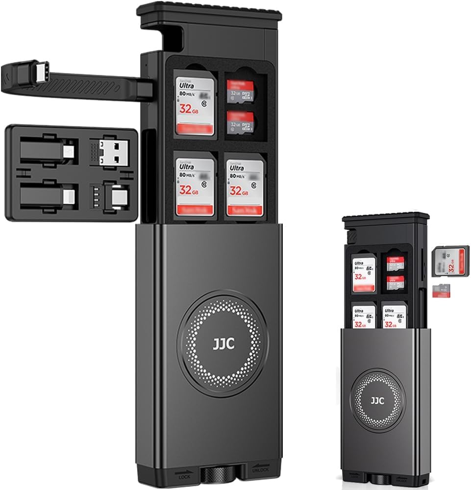 JJC Lecteur de Carte SD/Micro SD USB 3.1 Tout-en-Un avec Câble Multifonction et Adaptateur - 24 Emplacements