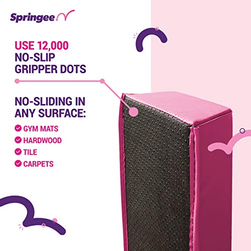 Springee 9ft Balance Beam - Extra Firm - Vinyl Folding Gymnastics Beam for Home - Pink