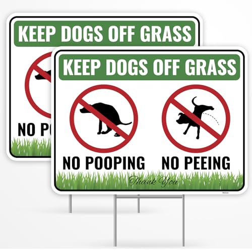 2PC No Poop or Pee Dog Sign with Stakes, 12 Inches by 9...