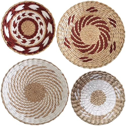 Panier rond naturel fait à main avec fixation murale robuste
