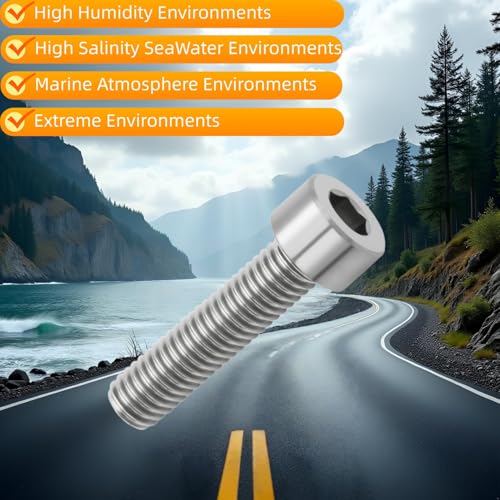 Image of M8x30mm Titanium Bolts, Natural Color, 6PC | Lightweight Hex Socket Screws, MTB /Road Bike /Motorcycle, Corrosion Resistant, Marine Grade Fasteners