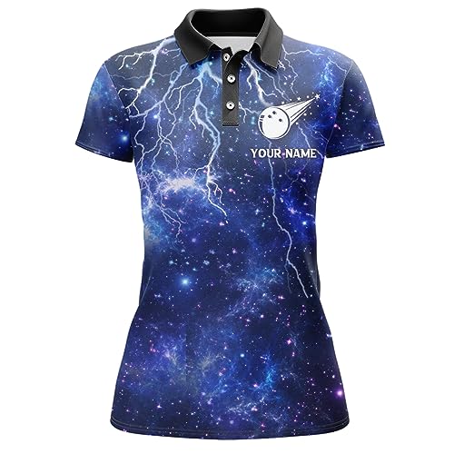 PIONAMZIOZ Navy Bowling Shirt for Men & Women Lightning Thunder Bowling Team Jersey Bowling Polo & Quarter-Zip Shirt BDT682