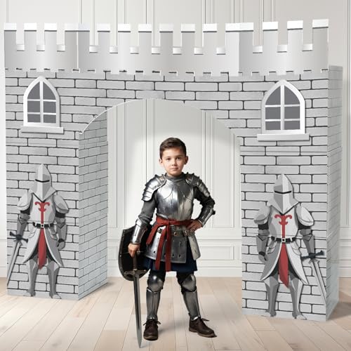 Lot de 10 grandes boîtes en carton médiéval pour fête de chevalier - Décorations de château médiéval - Kit de boîtes à dragées pour enfants et...