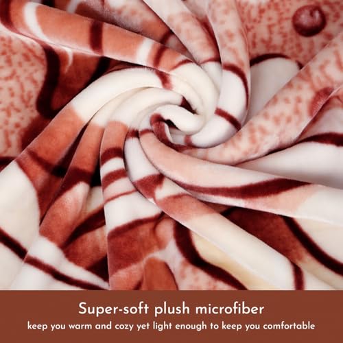 Image of Signature All Season Double Bed Blanket | Super Soft Plush, Lightweight & Cozy | 220 x 240 cm | 2.5 kg | Multi-Color Vibrant Print | Ideal for Winter, AC Use & Gifting (Terracotta Grace)