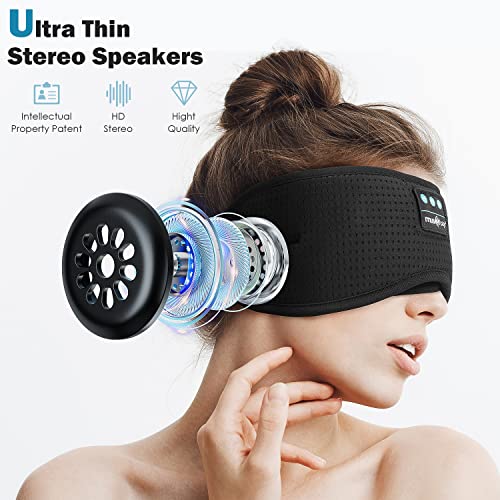 MUSICOZY Sleep Headphones, Bluetooth Sleeping Mask Headband Headphones Eye Mask, Wireless Music Earbuds Earphones with HD Ultra-Thin Stereo Speakers for Side Sleepers Men Women by MUSICOZY - Image 5