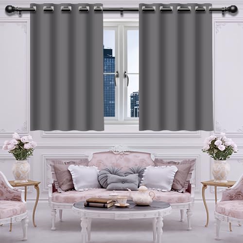 GUOZHEN Cortinas con Ojales para Ventana 182 x 187 cm Opaca Termica Isolante Bonitas Cortinas Dormitorio per Interni Finestre con Anelli, Gris Claro