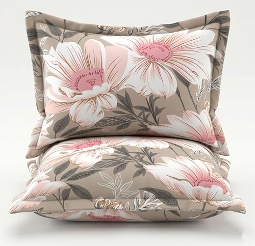 Image of HOMEKART Floral Printed King Size Cotton Bedsheet with 2 Pillow Covers | Luxury Double Bed Bedding Set 86x88 Inches | Ultra Soft, Breathable & Wrinkle Resistant & Home Decor (Misty Pink Bloom)