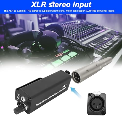 XMSJSIY Amplificador de monitor auriculares estéreo con XLR / entrada de 6,35 mm, convertidor de salida de 3,5 mm, portátil, control de volumen de audio, para tecladores, bateristas, guitarras - imagen 3