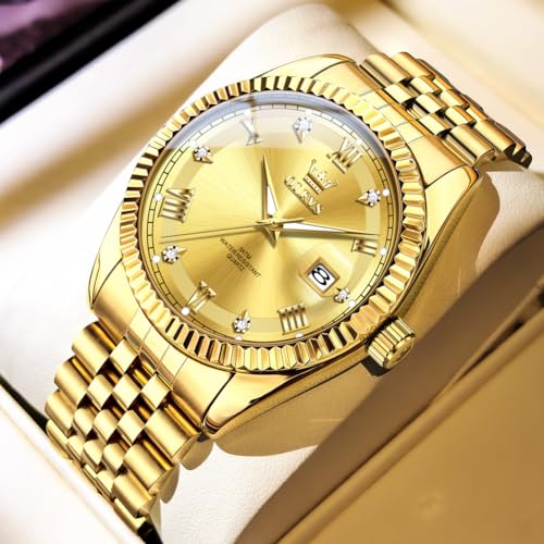 Image of OLEVS Classic Mens Watch Diamond Analog Luxury Watches Stainless Steel Waterproof Date Two Tone Luminous Watch for Men