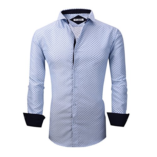Alex Vando DRESS SHIRTS FOR MEN Mens Printed Dress Shirts Long Sleeve Button Down Shirt,Lt Blue 863,L thumb #1