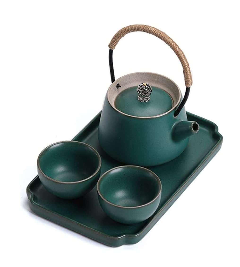 Juego de Té Juego de té chino vintage tetera y 2 tazas bandeja Para Uso Diario(A)