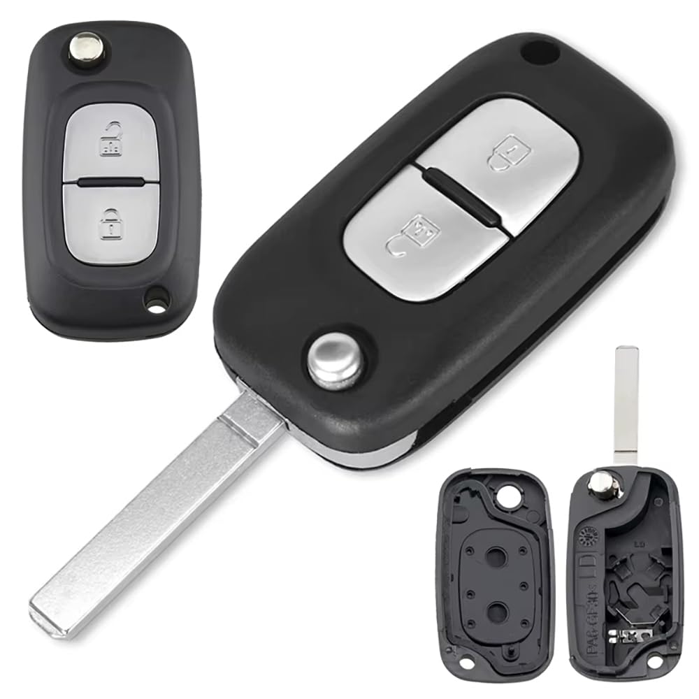 Kit Boîtier 3 Boutons + Coque Pour Clé Télécommande Renault Clio Master Kangoo Modus - Neuf France