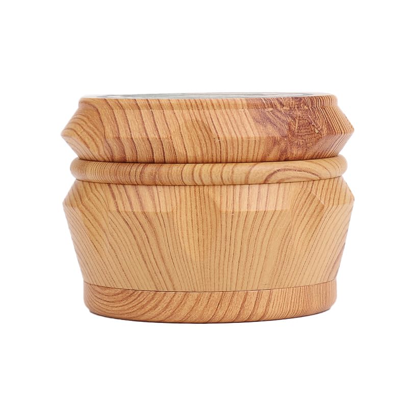 DRAGONPUFF Wood 50mm Herb Grinder Metal Sharp Teeth Large Storage (Light Wood)