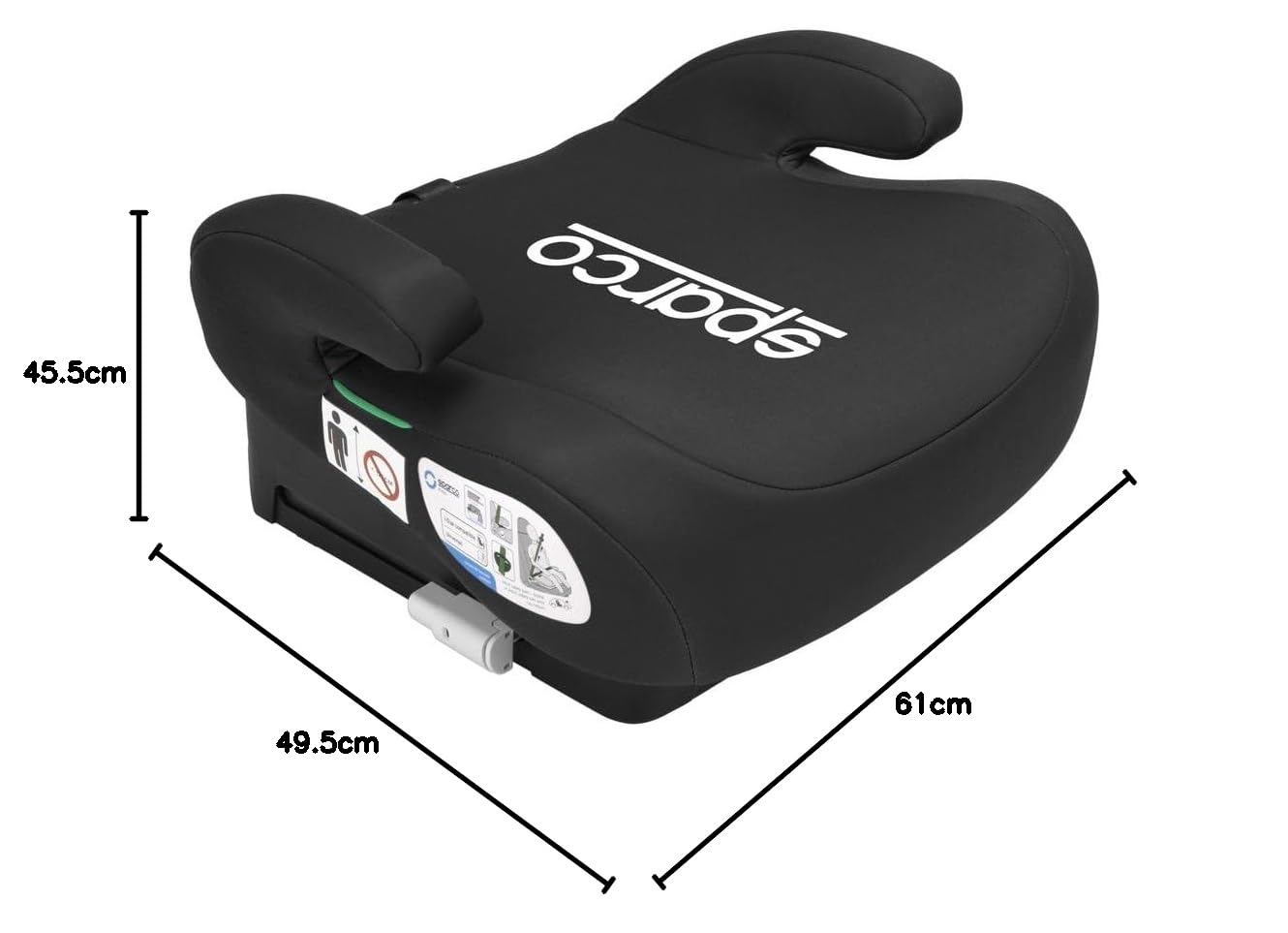 Réhausseur Auto Bas Enfant Sparco ISOFIX i-Size ECE R129 – 125 à 150 cm – Groupe 3 – Siège Voiture Sécurisé – Fixation ISOFIX – Assise Confortable – Housse Lavable – Coloris Noir