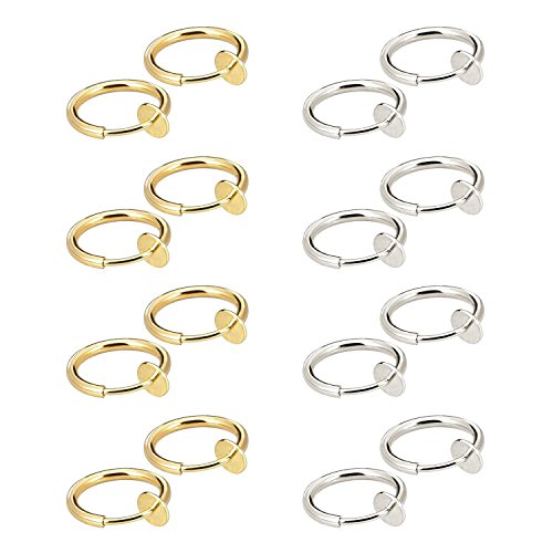 JewelrieShop Fake Nose Ring Hoop, Clip on Earrings Fake Septum Non Piercing Spring Hoop Earrings Fake Cartilage Earrings for Women Girl - 6,9,16 Pcs