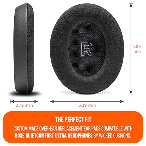 Image of WC Freeze QC Ultra - Cooling Gel Replacement Earpads Compatible with Bose QuietComfort Ultra Gen 1 & Gen 2 by Wicked Cushions | Breathable Fabric, Extra Thick & Cool | Black