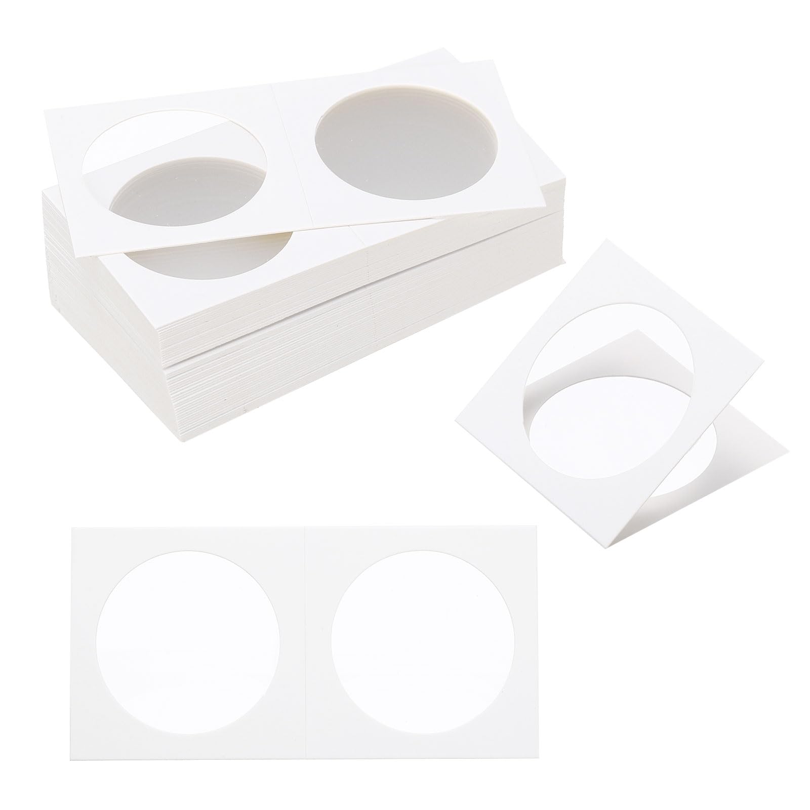 PATIKIL 2x2 Coin Flips, 250 Pack 40mm Cardboard Coin Holder Paper Coin Holders for Coin Collection Supplies Collector White