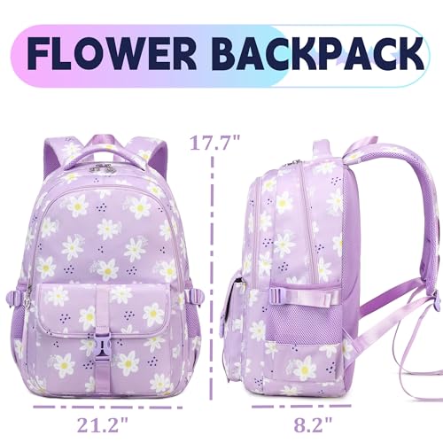 Image of Leaper Women Floral Laptop Backpack Water-resistant College Bags Travel Backpack Flower Daypack Fits 15.6 Inch Laptop Pink