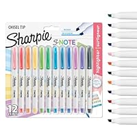Sharpie S-Note Highlighter Pens | Part Art Marker PenPart Highlighter to DrawWrite & More | Assorted Pastel Colours | Chisel Tip | 12 Count