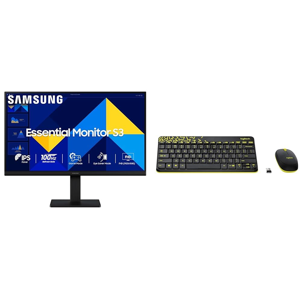 Samsung 22" S3 Flat Monitor|Super Slim Borderless Design|IPS Panel|FHD 1920 x 1080|100 Hz|5 ms|Ports-HDMI,VGA|Game Mode|Eye Saver Mode + Logitech MK240 Nano Wireless Keyboard and Mouse Combo-picture-14
